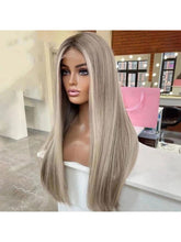 Ash Blonde Straight Highlight Human Hair for Women - Everyday Wigs